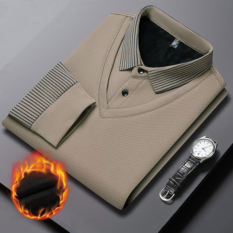 【M-4XL】 Polo majica v videzu dveh kosov z imitacijo črt v slogu patchworka